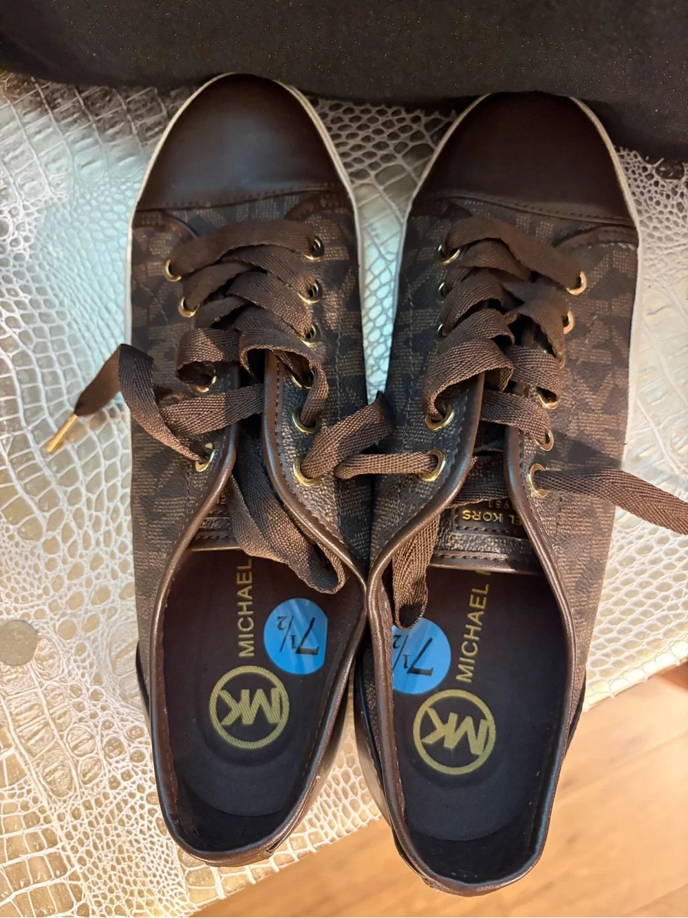 Michael Kors Brown Lace-Up Low-Top Sneakers - Picture 4 of 4